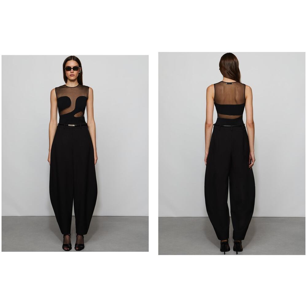 Et Ochs Frankie Knit Top Mesh Sheer Panel Going Out Y2k Streetwear Concert S